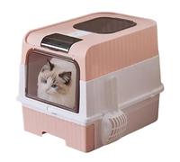 Covered Cat Toilet Box - Litter Tray for Clean Home Maintenance | Sturdy Housing with Ventilation Filter Door, Splash Guard Structure Preventing Tracking, Hygienic Pet 19.29x13.78x14.57 in