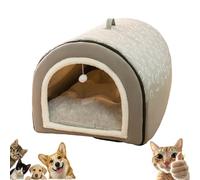 Covered Dog Bed - 2 in 1 Detachable Cat Bed with Ball Pendant, Cat Nest & Sofa Dual Purpose Covered Cats Nest, Washable and Comfortable Hideaway, for Dogs/Cats Within 1.5/2.5/7.5kg (Gray,Large)