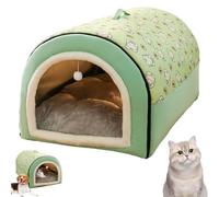 Covered Dog Bed - 2 in 1 Detachable Cat Bed with Ball Pendant, Dog Cave, Cat Cave, Covered Nest, Washable and Comfortable Hideaway, for Pets (S)