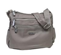 COVERI COLLECTION Bolso bandolera de nailon impermeable, multibolsillos, dimensiones 28 x 23 x 12 cm, con cremalleras metálicas, correa personalizada diseño casual Art. 5056-20, Taupe/Beige