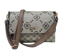 COVERI COLLECTION Bolso con doble correa (larga y corta) ambos desmontables mujer, dimensiones 27 x 9 x 18 cm, impresión monogram con acabados dorados Art.8036-8, Brown/Brown
