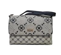 COVERI COLLECTION Bolso con doble correa (larga y corta) ambos desmontables mujer, dimensiones 27 x 9 x 18 cm, impresión monogram con acabados dorados Art.8036-8, Negro