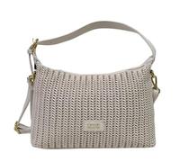 COVERI COLLECTION Bolso de hombro para mujer de piel sintética con frontal trenzado, correa ajustable extraíble, colores blanco y beige, 27 x 16 x 7,5 cm Art.667-1, beige, 27x7,5x16 cm