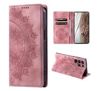 CoverKingz Funda para Samsung Galaxy S24 Ultra Funda con Tarjetero Funda Plegable con diseño de Mandala Rosa