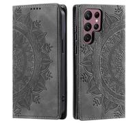 CoverKingz Funda para Samsung Galaxy S25 Ultra - Funda para teléfono móvil con tarjetero - Funda plegable diseño mandala gris