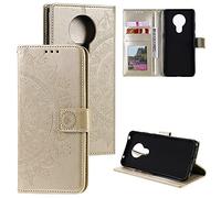 CoverKingz Fundas con Tapa para móvil Nokia G20/G10 - Fundas Tipo Libro con Ranura para Tarjetas, para Nokia G20/G10 Cover - Funda Protectora - Motivo de Mandala Oro