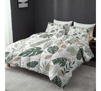 Coverless - Juego de funda de edredón individual, diseño tropical bohemio | Colcha ligera de 135 x 200 cm, 2 fundas de almohada de 50 x 75 cm, microfibra suave, color verde