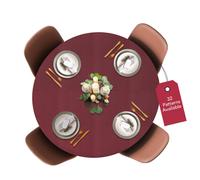 Covers For The Home Deluxe Elastic Edged Flannel Backed Vinyl Fitted Table Cover - Basketweave Red Pattern - Large Round Oblong Oval - Fits Tables up