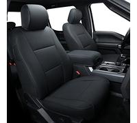Covertopia F150 Faux Leather Seat Covers, Custom fit 2015-2024 2025 Ford F150 SuperCrew, and 2017-2024 2025 F250 F350 F450 Super Duty Crew Cab(Full Set, Black)
