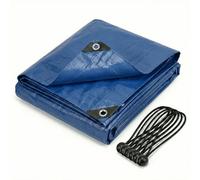 CoverUp! Lona Impermeable Azul 4x6 m 200 g/m² con 15 Gomas de sujeción y Ojales Aluminio - Resistente UV y desgarros - Cobertura Exterior Premium