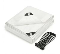 CoverUp! Lona Impermeable Exterior 2 x 3 m Incl. 10 tensores de Lona - Lona de protección con Ojales Resistente al Agua y al Desgaste 200 g/m2 - Blanco