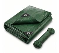 CoverUp! Lona Impermeable Verde 6×10 m 120 g/m² con 34 m Cuerda y Ojales Aluminio - Resistente UV y desgarros - Cobertura Exterior Multiuso