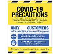 COVID 19 Precautions - Señal de ventana autoadhesiva (250 x 300 mm)
