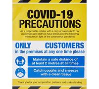 COVID 19 Precautions - Señal para ventana de tienda