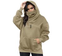 Covisoty Sudaderas con Capucha para Mujeres con Bufanda Suave Suéter Algodón Oversized Casual Hoodie Otoño e Invierno
