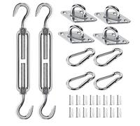 Covlongyu Juego de accesorios para toldo, M5 resistente, kit de accesorios de acero inoxidable para rectangular/triángulos y cuadrados, adecuado para jardín, exterior, patio, césped, ganchos para