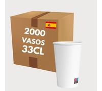 COVR - Vasos de cartón blanco (33 cl - 12 oz / 2000 unidades)