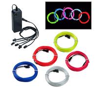 COVVY Cable LED Tira de Luces de Neon Flexible de 5 * 1 M Alimentado 3 Modos de Funcionamiento, Perfecto para Decoración de Coche, Fiestas, Disfraz de Carnaval