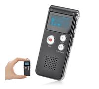 COVVY Grabadora de voz digital portátil de 16 GB, grabadora de sonido, grabadora de sonido Dictaphone LCD, reproductor MP3 (negro)