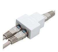 COVVY RJ45 Splitter Adaptador de Red 1 a 2 Puertos Hembra Cat 5/Cat 6 LAN Cable Ethernet Conector de Zócalo Doble, Blanco