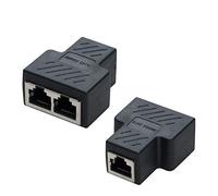 Covvy RJ45 Splitter Connector Hembra a Hembra Adaptador de Red 1 a 2 Puerto Hembra Cat 5 / Cat 6 LAN Cable Ethernet Adaptador De Conector De Zócalo Doble (2Pcs, Black)