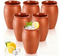 Covzoe Paquete de 6 vasos de arcilla, 12 onzas, mexicanos, cantaritos, tiradores, cerámica, cóctel, botellas de vidrio para tequila, margaritas, mojitos, tazas de cóctel de martes de tacos