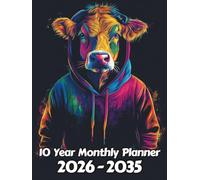 Cow 10 Year Monthly Planner: Large 120 Month Sunday to Saturday Calendar | Gift For People Who Love Farm Animals, Countryside Lovers | Ideal for ... and Busy Individuals | 8.5 x 11 Inches | v4