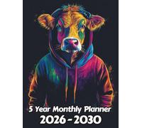 Cow 5 Year Monthly Planner: Large 60 Month Sunday to Saturday Calendar | Gift For People Who Love Farm Animals, Countryside Lovers | Ideal for ... and Busy Individuals | 8.5 x 11 Inches | v1