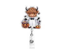 Cow Badge Reel - Retractable ID Holder Swivel Clip Acrylic