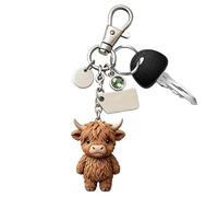 Cow Bag Charm - 3D Cartoon Cow Keyrings | Backpack Keychain Toy | Resin Cute C0w Ornaments For Purse Handbag Schoolbag Birthday Youth Teens Girlfriend Son Family Friends, Highland Cattle Design With C