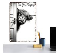 Cow Bathroom Wall Art - Farmhouse Animal Canvas Decor for Restroom | High Definition Printed Artwork with Waterproof Fade Resistant Finish, Rustic Country Wall Decoration for Home Toilet Space