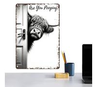 Cow Bathroom Wall Art - Vintage Metal Restroom Decoration Sign | Rustic Farmhouse Animal Bathroom Decor for Home, Hotel, Restaurant, Vanity, Spa, Studio, Beach or House