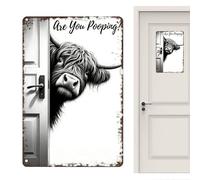 Cow Bathroom Wall Art - Vintage Metal Restroom Decoration Sign | Rustic Farmhouse Animal Bathroom Decor for Home, Hotel, Restaurant, Vanity, Spa, Studio, Beach or House