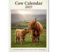 Cow Calendar 2027: 12 AdorableBaby Highland and Calves, 8.5 x 11 Inch, Jan to Dec 2027, Nature Photography Gift for Lovers and Farmers
