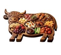 Cow Charcuterie Board - Wooden Cow Food Platter, Apetizer Board for Snack, Fruta, Meat, Cheese, Home Party, Family Gathering, Holiday, Kitchen, Dining Mesa, Rustic Serving Platter