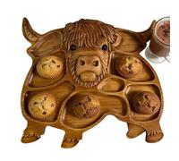 Cow Charcuterie Board - Wooden Serving Platter for Cheese, Wood Cow Shaped Food Board, Appetizer Tray for Meat Fruit Crackers | Rustic Serving Platter for Home Party Banquet Holiday Kitchen Dining