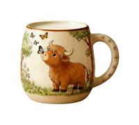 Cow Coffee Mug - 10oz Ceramic Cup with Cow Pattern, Cute Animal Milk Mug, Hand-Painted Bovine Print Tea Cup, Office & Home Drinkware, Kitchen Hardware, Decorative Hot Cocoa & Juice Mugs