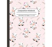 Cow Composition Notebook | Cute Baby Pink Farm Animal Journal for Writing, School, Notes | Country Barn Gift to Kids, Teens, Farmers, Girls, Boys | ... Wide Ruled Blank Lined Pages | 7.5 x 9.25"
