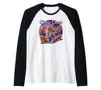 Cow Cow Dog Dogstar 80s Rock Music Rockstar Ilustración Camiseta Manga Raglan