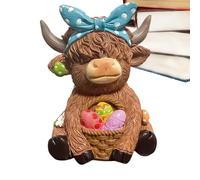 Cow Figurine - Resin, 3.94x3.15in Cow Sculpture Rustic Home Accent | Detailed Animal Statue, Easter Cows Figurine For Kitchen, Living Room, Desk, Shelf, Mantel, Farmhouse Decor, Gift, Home Decoration