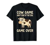 Cow Game Over Funny Cow Humor Retro Farm Animal Meme Farmer Camiseta