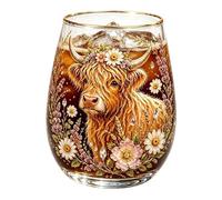 Cow Glass Cup - Rustic Funny Cute Portable Mug for Morning Coffee | 2.9×4.7in Clear Spotted with Animal Tumbler, Whimsical Drinking Beverage Drinkware, Country Pattern for Novelty Kitchen Milk Jar