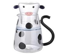 Cow Glass Water Pitcher - High Borosilicato 14,2 x 15,5 x 22,2 cm | Vaso de , té y té | Cow Design Milk Jug With Cup For Bedside, Water, Milk, té y cocina mesa usa