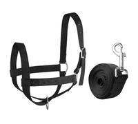 Cow Halter Cattle Halters Adjustable Head Collar With Lead Rope For Horse Goat Nylon Cattle Training Supplies Black