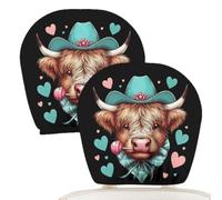 Cow Headrest Covers - 2 fundas Highland Print | Double-Sided Washable For