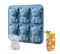 Cow Ice Molds, Fun Cow Ice Mold, 6 Cavity Flexible Silicone Tray, Artistic Chilling Tool for Whiskey Cocktail Drinks Bourbon Tequila Vodka Parties Home Bars Beverage Decoration