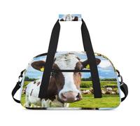 Cow On Pasture - Bolsas de lona para niñas y niños, estampado de vaca durante la noche, bolsa de viaje de fin de semana, bolsa de viaje de 24 L, bolsa de deporte para gimnasio, bolsa de práctica,