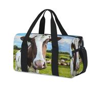 Cow On Pasture - Bolsas deportivas de lona para niños, niñas, mujeres, hombres, estampado de vaca, para fin de semana, para viajes, gimnasio, uso casual