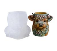 Cow Planter Mold - Silicone, Candle Holder Mold, Multi-purpose | Reusable Animal Shape Container Silicone Molds For Cosmetics Organizer Concrete Epoxy Resin Beginners Home Class School Project