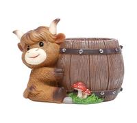 Cow Planter Pot - Cute Mini Home Decor, Hand-Painted Resin Cow Flower Pot, Whimsical Animal Planter for Home Farmhouse Balcony Patio Garden Backyard Desk Windowsill Indoor Outdoor Plants